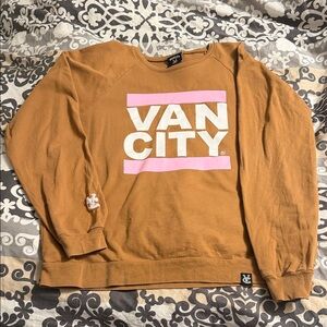 TAN VANCITY Sweatshirt with Pink and White Logo